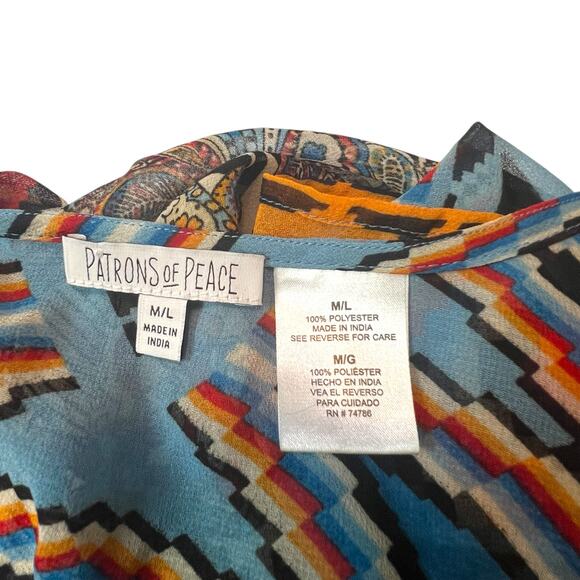 Patrons of Peace Duster Cardigan Size M/L Lightweight Sheer Open Front - Picture 6 of 6